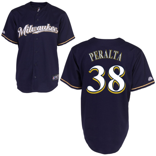 Wily Peralta #38 mlb Jersey-Milwaukee Brewers Women's Authentic 2014 Blue Cool Base BP Baseball Jersey